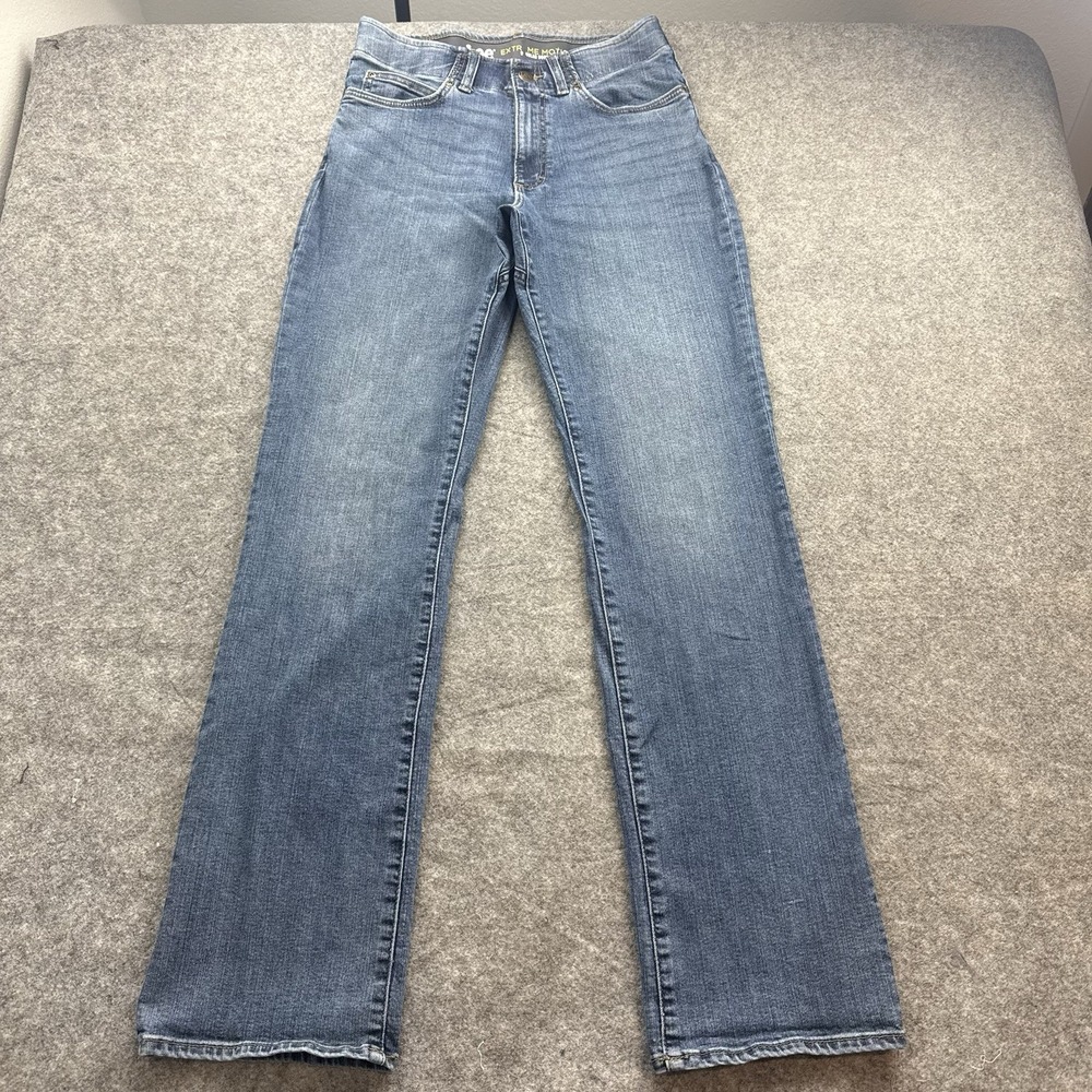 Lee Extreme Motion Bootcut Jeans Mens 30x34 Blue Whiskered Performance Stretch